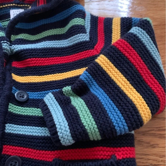 Baby Gap Colorful Stripe 100% Cotton Button Down Sweater with Hood 6-12 Mths - Picture 4 of 6